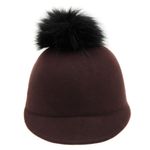 Fashion, accesorii si bijuterii - Femei - Accesorii femei - Caciuli si palarii femei - Palarie din fetru, de dama, Maro cu cicure din blanita, marime 56, reglabila, Anoul - PAL484 - Infinity.ro