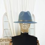 Fashion, accesorii si bijuterii - Femei - Accesorii femei - Caciuli si palarii femei - Palarie din fetru, unisex, Bleu, cu banda din piele ecologica, marime 57, reglabila, Anoul - PAL474 - Infinity.ro