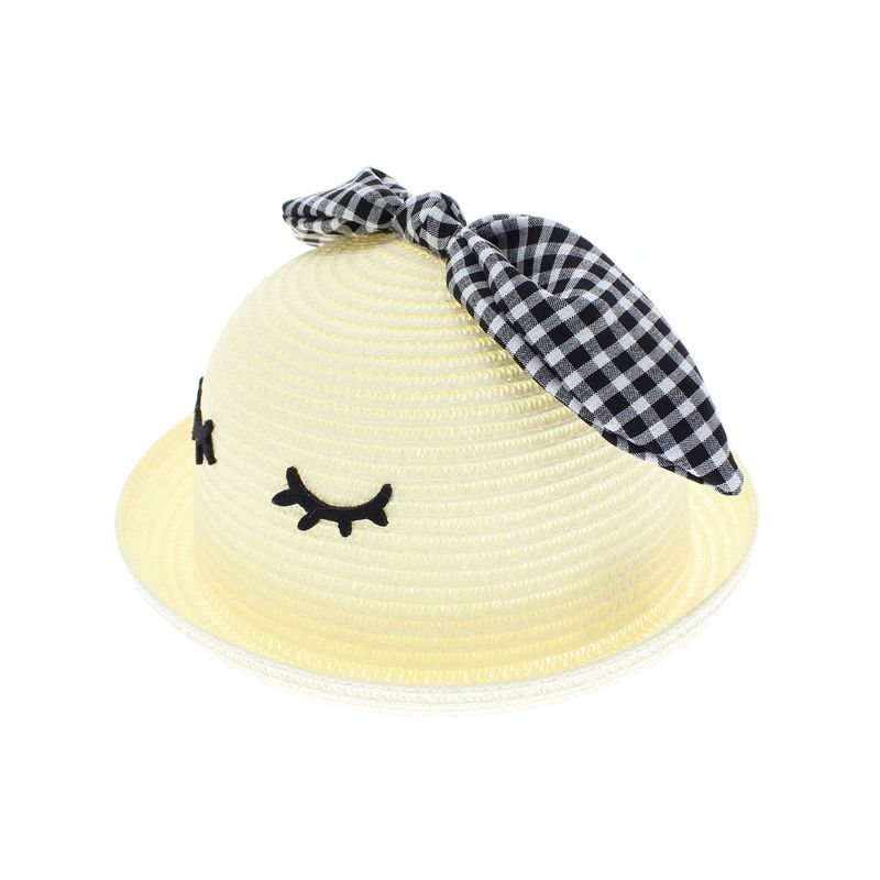 Fashion, accesorii si bijuterii - Femei - Accesorii femei - Caciuli si palarii femei - Palarie de soare, pentru copii, ButicCochet, din paie de hartie, 52 cm, cu fundita, Crem - PAL682 - Infinity.ro