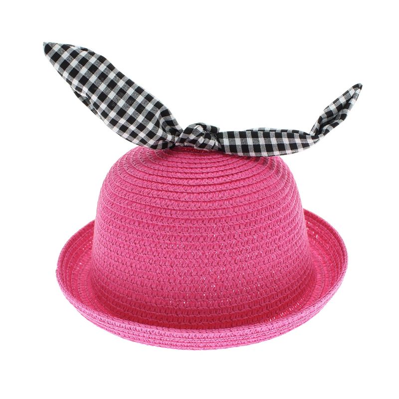 Fashion, accesorii si bijuterii - Femei - Accesorii femei - Caciuli si palarii femei - Palarie de soare, pentru copii, ButicCochet, din paie de hartie, 50 cm, cu fundita, Fucsia - PAL1275 - Infinity.ro