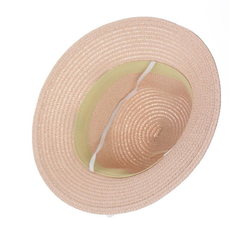 Fashion, accesorii si bijuterii - Femei - Accesorii femei - Caciuli si palarii femei - Palarie de soare, pentru copii, ButicCochet, din paie de hartie, 52 cm, cu pinguin, Roz pudra - PAL1302 - Infinity.ro