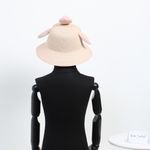 Fashion, accesorii si bijuterii - Femei - Accesorii femei - Caciuli si palarii femei - Palarie de soare, pentru copii, ButicCochet, din paie de hartie, 52 cm, cu pinguin, Roz pudra - PAL1302 - Infinity.ro