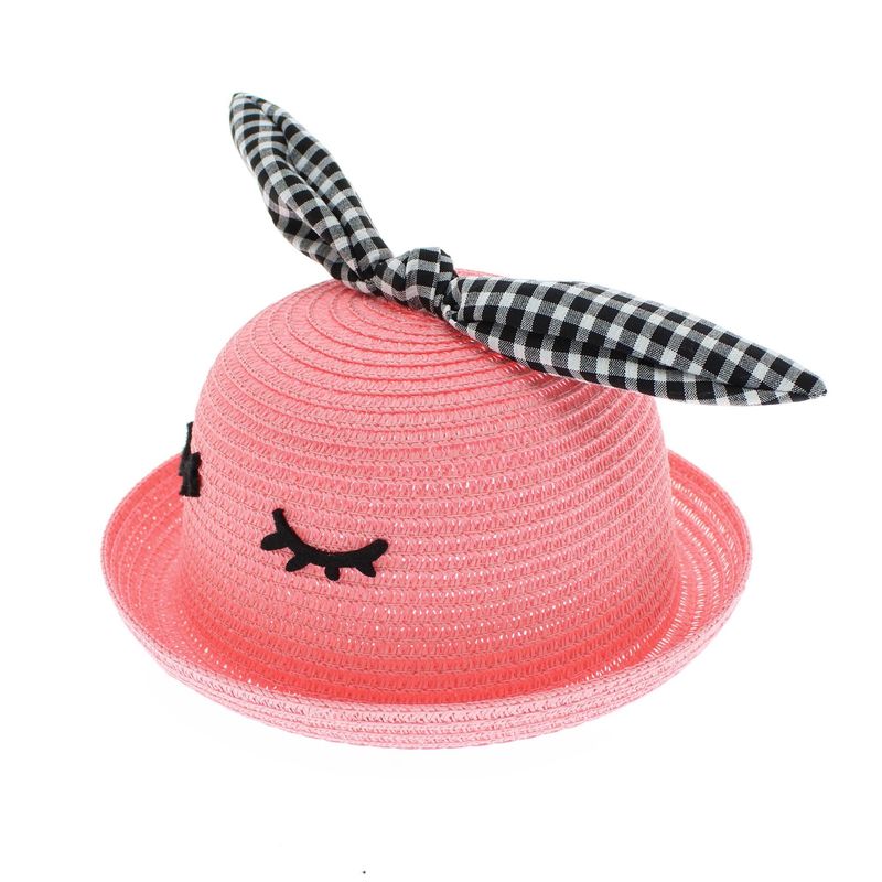 Fashion, accesorii si bijuterii - Femei - Accesorii femei - Caciuli si palarii femei - Palarie de soare, pentru copii, ButicCochet, din paie de hartie, 50 cm, cu fundita, Roz - PAL1276 - Infinity.ro