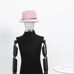 Fashion, accesorii si bijuterii - Femei - Accesorii femei - Caciuli si palarii femei - Palarie de soare, pentru copii, ButicCochet, din paie de hartie, 50 cm, cu Flori si perle, Fucsia - PAL1317 - Infinity.ro