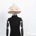 Fashion, accesorii si bijuterii - Femei - Accesorii femei - Caciuli si palarii femei - Palarie de soare, pentru copii, ButicCochet, din paie de hartie, 52 cm, cu pinguin, Roz pudra - PAL1302 - Infinity.ro