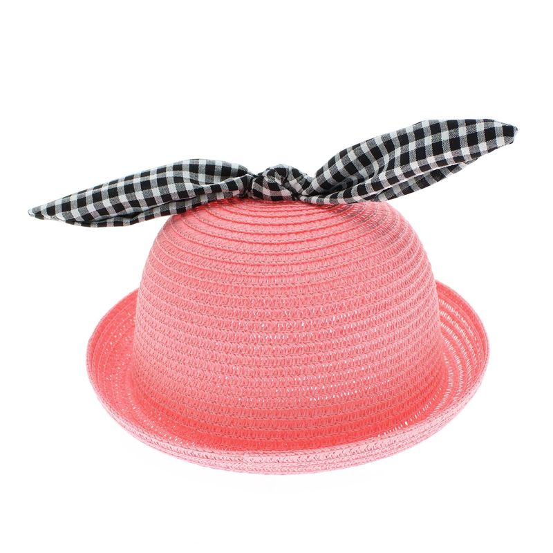 Fashion, accesorii si bijuterii - Femei - Accesorii femei - Caciuli si palarii femei - Palarie de soare, pentru copii, ButicCochet, din paie de hartie, 50 cm, cu fundita, Roz - PAL1276 - Infinity.ro