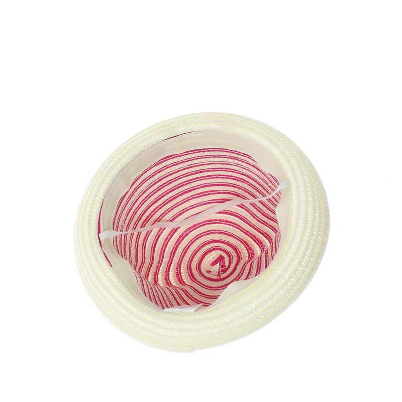 Fashion, accesorii si bijuterii - Femei - Accesorii femei - Caciuli si palarii femei - Palarie de soare, pentru copii, ButicCochet, din paie de hartie, 50 cm, cu Flori si perle, Fucsia - PAL1317 - Infinity.ro