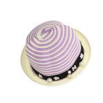 Fashion, accesorii si bijuterii - Femei - Accesorii femei - Caciuli si palarii femei - Palarie de soare, pentru copii, ButicCochet, din paie de hartie, 50 cm, cu Flori si perle, Mov - PAL1314 - Infinity.ro