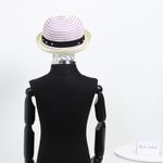 Fashion, accesorii si bijuterii - Femei - Accesorii femei - Caciuli si palarii femei - Palarie de soare, pentru copii, ButicCochet, din paie de hartie, 50 cm, cu Flori si perle, Mov - PAL1314 - Infinity.ro