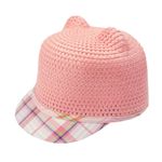 Fashion, accesorii si bijuterii - Femei - Accesorii femei - Caciuli si palarii femei - Sapca pentru copii, cu urechi, din paie de hartie, Roz - PAL424 - Infinity.ro