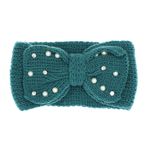 Fashion, accesorii si bijuterii - Femei - Accesorii femei - Caciuli si palarii femei - Bentita de par tricotata, de dama, 100% acril, ButicCochet, one size, cu perle si starsuri, Turcoaz - BNT203 - Infinity.ro