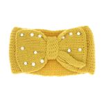 Fashion, accesorii si bijuterii - Femei - Accesorii femei - Caciuli si palarii femei - Bentita de par tricotata, de dama, 100% acril, ButicCochet, one size, cu perle si starsuri, Galben mustar - BNT205 - Infinity.ro