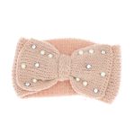 Fashion, accesorii si bijuterii - Femei - Accesorii femei - Caciuli si palarii femei - Bentita de par tricotata, de dama, 100% acril, ButicCochet, one size, cu perle si starsuri, Roz - BNT206 - Infinity.ro
