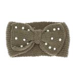 Fashion, accesorii si bijuterii - Femei - Accesorii femei - Caciuli si palarii femei - Bentita de par tricotata, de dama, 100% acril, ButicCochet, one size, cu perle si starsuri, Kaki - BNT207 - Infinity.ro