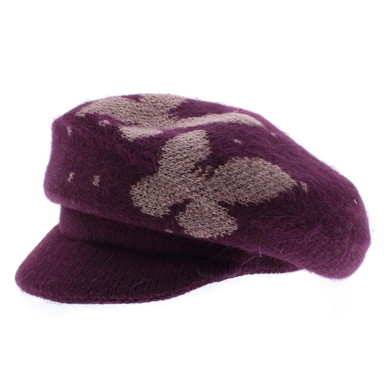 Fashion, accesorii si bijuterii - Femei - Accesorii femei - Caciuli si palarii femei - Sapca dama, ButicCochet, angora, one size, cu fluturasi, Mov inchis - PAL1014 - Infinity.ro