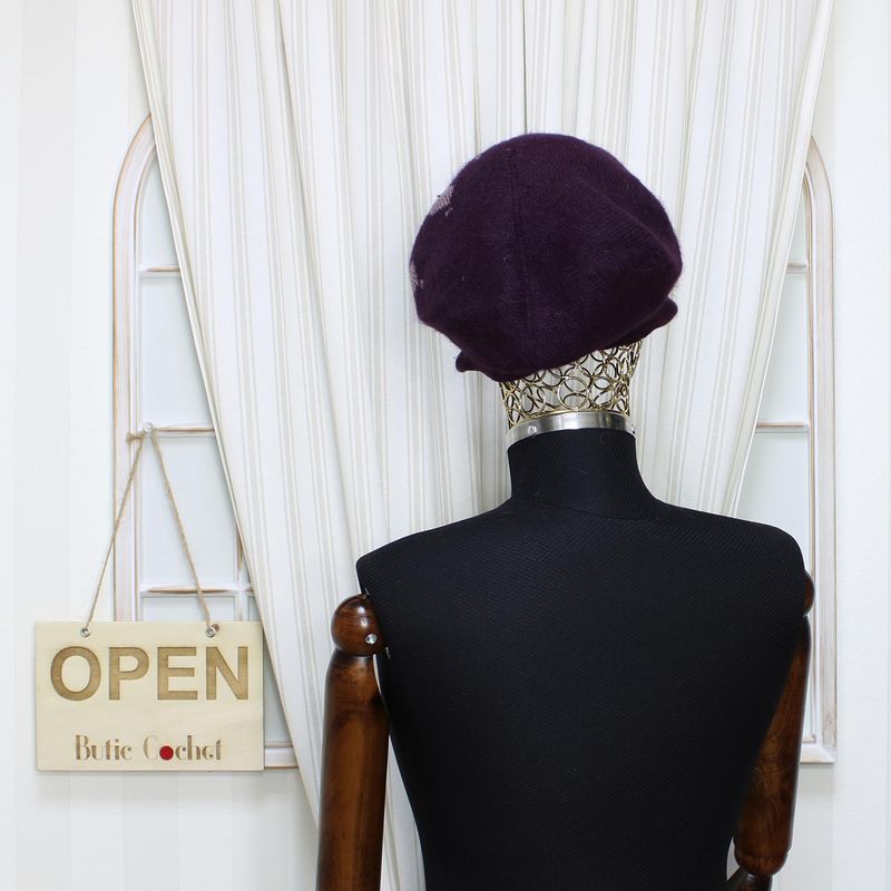 Fashion, accesorii si bijuterii - Femei - Accesorii femei - Caciuli si palarii femei - Sapca dama, ButicCochet, angora, one size, cu fluturasi, Mov inchis - PAL1014 - Infinity.ro
