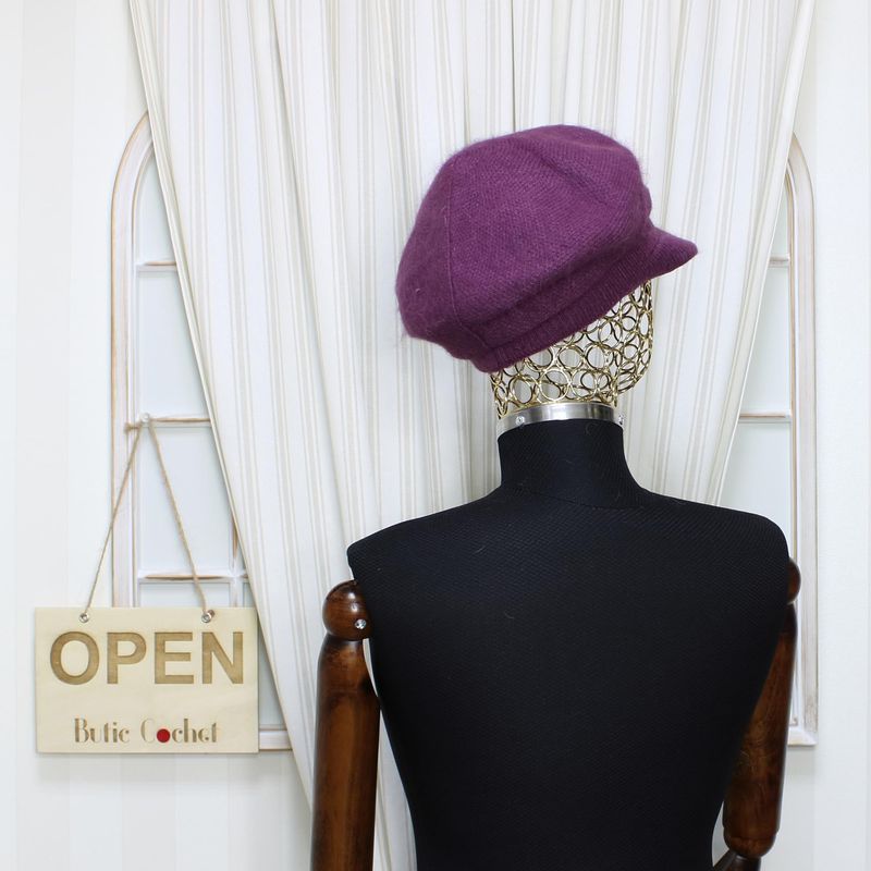 Fashion, accesorii si bijuterii - Femei - Accesorii femei - Caciuli si palarii femei - Sapca dama, ButicCochet, angora, one size, cu fluturasi, Mov - PAL1017 - Infinity.ro