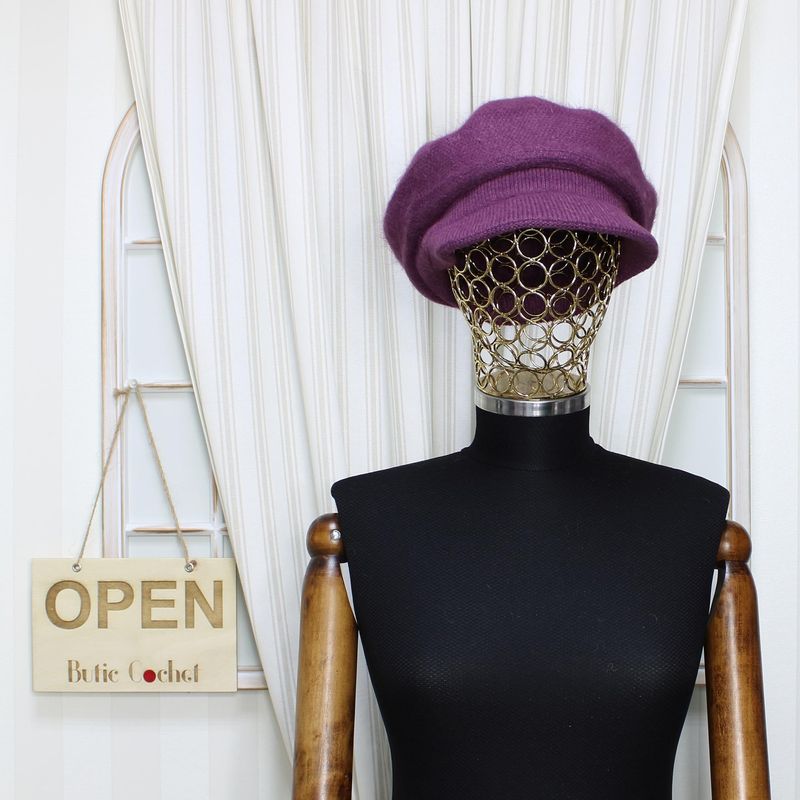 Fashion, accesorii si bijuterii - Femei - Accesorii femei - Caciuli si palarii femei - Sapca dama, ButicCochet, angora, one size, cu fluturasi, Mov - PAL1017 - Infinity.ro