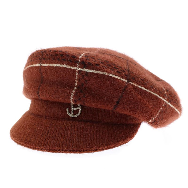 Fashion, accesorii si bijuterii - Femei - Accesorii femei - Caciuli si palarii femei - Sapca dama, ButicCochet, angora, one size, model liniar, Caramiziu - PAL1020 - Infinity.ro