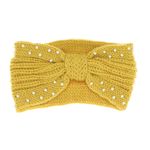 Fashion, accesorii si bijuterii - Femei - Accesorii femei - Caciuli si palarii femei - Bentita de par, de dama, 100% acril, ButicCochet, one size, cu perle mici, Galben mustar - BNT299 - Infinity.ro