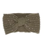 Fashion, accesorii si bijuterii - Femei - Accesorii femei - Caciuli si palarii femei - Bentita de par, de dama, 100% acril, ButicCochet, one size, cu strasuri negre, Kaki - BNT317 - Infinity.ro