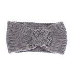 Fashion, accesorii si bijuterii - Femei - Accesorii femei - Caciuli si palarii femei - Bentita de par tricotata, de dama, 100% acril, ButicCochet, one size, model cu floare, Gri - BNT380 - Infinity.ro