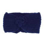 Fashion, accesorii si bijuterii - Femei - Accesorii femei - Caciuli si palarii femei - Bentita de par tricotata, de dama, 100% acril, ButicCochet, one size, model cu floare, Bleumarin - BNT379 - Infinity.ro