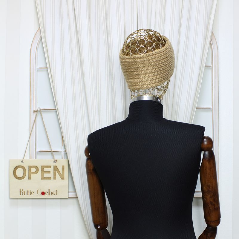 Fashion, accesorii si bijuterii - Femei - Accesorii femei - Caciuli si palarii femei - Bentita de par tricotata, de dama, 100% acril, ButicCochet, one size, model cu floare, Maro - BNT382 - Infinity.ro