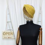 Fashion, accesorii si bijuterii - Femei - Accesorii femei - Caciuli si palarii femei - Bentita de par tricotata, de dama, 100% acril, ButicCochet, one size, Galben mustar - BNT389 - Infinity.ro