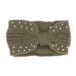 Fashion, accesorii si bijuterii - Femei - Accesorii femei - Caciuli si palarii femei - Bentita de par, de dama, 100% acril, ButicCochet, one size, cu perle mici, Kaki - BNT302 - Infinity.ro