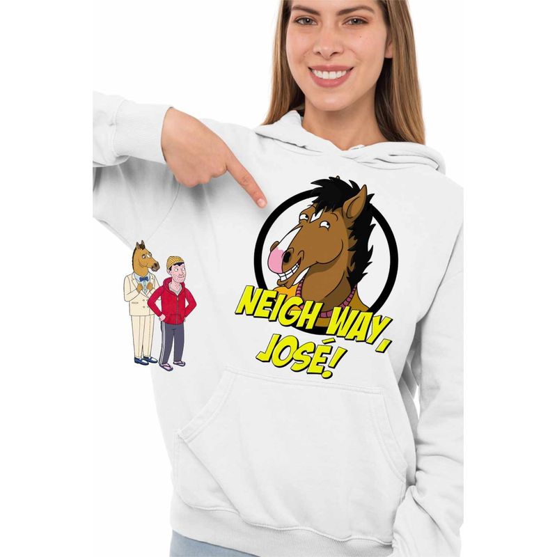 Fashion, accesorii si bijuterii - Femei - Imbracaminte femei - Hanorace femei - Hanorac Femei BoJack Horseman Neigh Way Jose, alb, marime 2XL - Infinity.ro