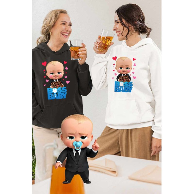 Fashion, accesorii si bijuterii - Femei - Imbracaminte femei - Hanorace femei - Hanorac Femei Boss Baby Ciocolata Valentines Day, alb, marime 2XL - Infinity.ro