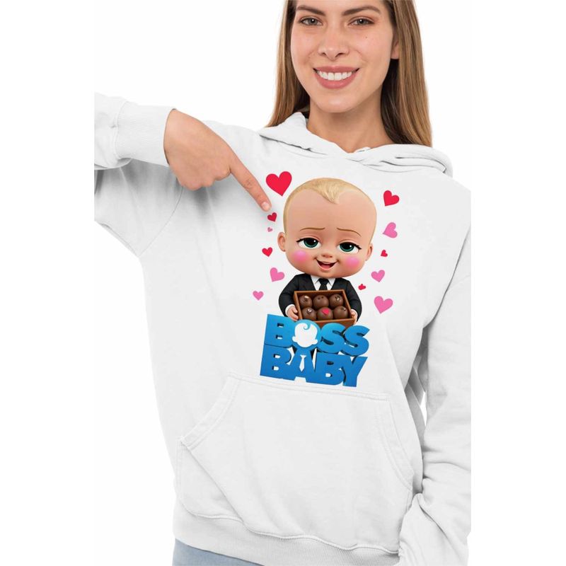 Fashion, accesorii si bijuterii - Femei - Imbracaminte femei - Hanorace femei - Hanorac Femei Boss Baby Ciocolata Valentines Day, alb, marime 2XL - Infinity.ro