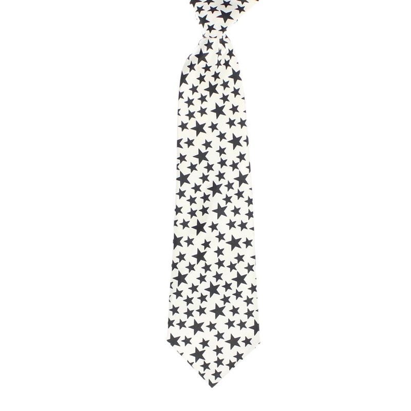 Fashion, accesorii si bijuterii - Copii - Accesorii copii - Alte accesorii copii - Cravata pentru copii, Buticcochet, din material sintetic, 28 cm, Alb cu stelute negre - CRV276 - Infinity.ro