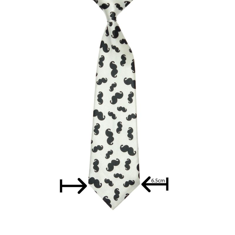 Fashion, accesorii si bijuterii - Copii - Accesorii copii - Alte accesorii copii - Cravata pentru copii, Buticcochet, Alb cu mustata neagra, din material sintetic, 28 cm - CRV219 - Infinity.ro