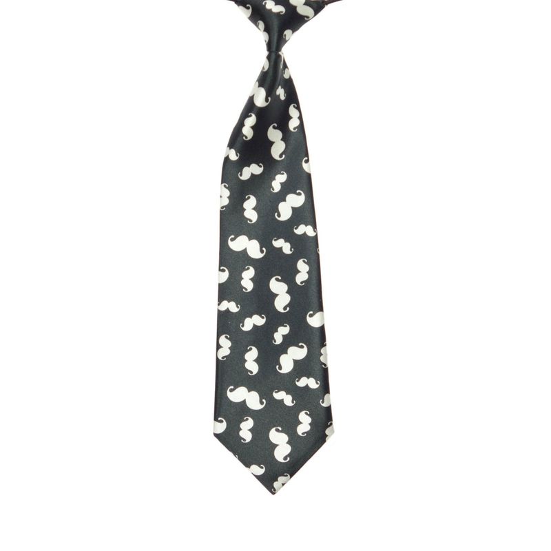 Fashion, accesorii si bijuterii - Copii - Accesorii copii - Alte accesorii copii - Cravata pentru copii, Buticcochet, Negru cu mustata alba, din material sintetic, 28 cm - CRV218 - Infinity.ro