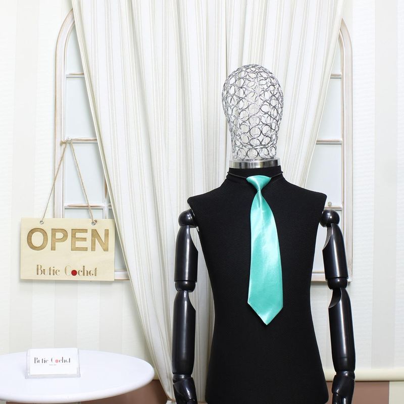 Fashion, accesorii si bijuterii - Copii - Accesorii copii - Alte accesorii copii - Cravata pentru copii, Buticcochet, din material sintetic, 28 cm, Verde menta - CRV262 - Infinity.ro