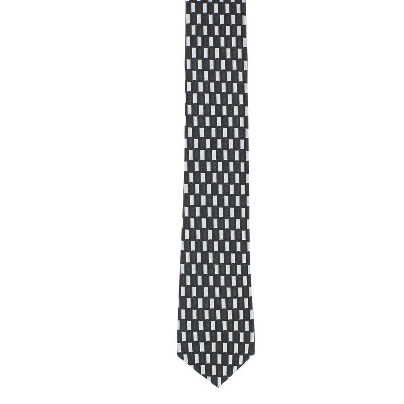 Fashion, accesorii si bijuterii - Barbati - Accesorii barbati - Cravate si papioane barbati - Cravata, Buticcochet, din material sintetic, 145 x 5.5 cm, Negru cu gri - CRV306 - Infinity.ro