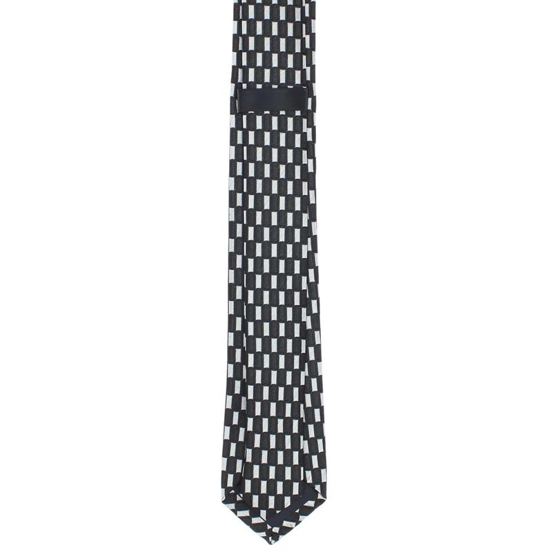 Fashion, accesorii si bijuterii - Barbati - Accesorii barbati - Cravate si papioane barbati - Cravata, Buticcochet, din material sintetic, 145 x 5.5 cm, Negru cu gri - CRV306 - Infinity.ro