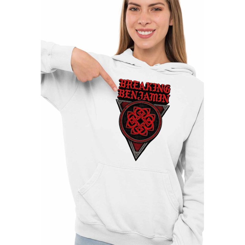 Fashion, accesorii si bijuterii - Femei - Imbracaminte femei - Hanorace femei - Hanorac Femei Breaking Benjamin Celtic Knot, alb, marime 2XL - Infinity.ro