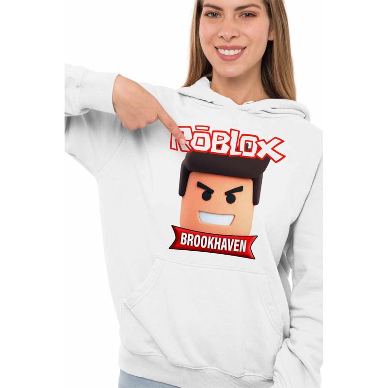 Fashion, accesorii si bijuterii - Femei - Imbracaminte femei - Hanorace femei - Hanorac Femei Brookhaven Roblox Epic Game, alb, marime 2XL - Infinity.ro