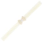 Fashion, accesorii si bijuterii - Femei - Accesorii femei - Curele femei - Curea elastica, Buticcochet, perle din plastic, 70 x 3 cm, Fundita cu perle si strasuri, Auriu - CRDD267 - Infinity.ro