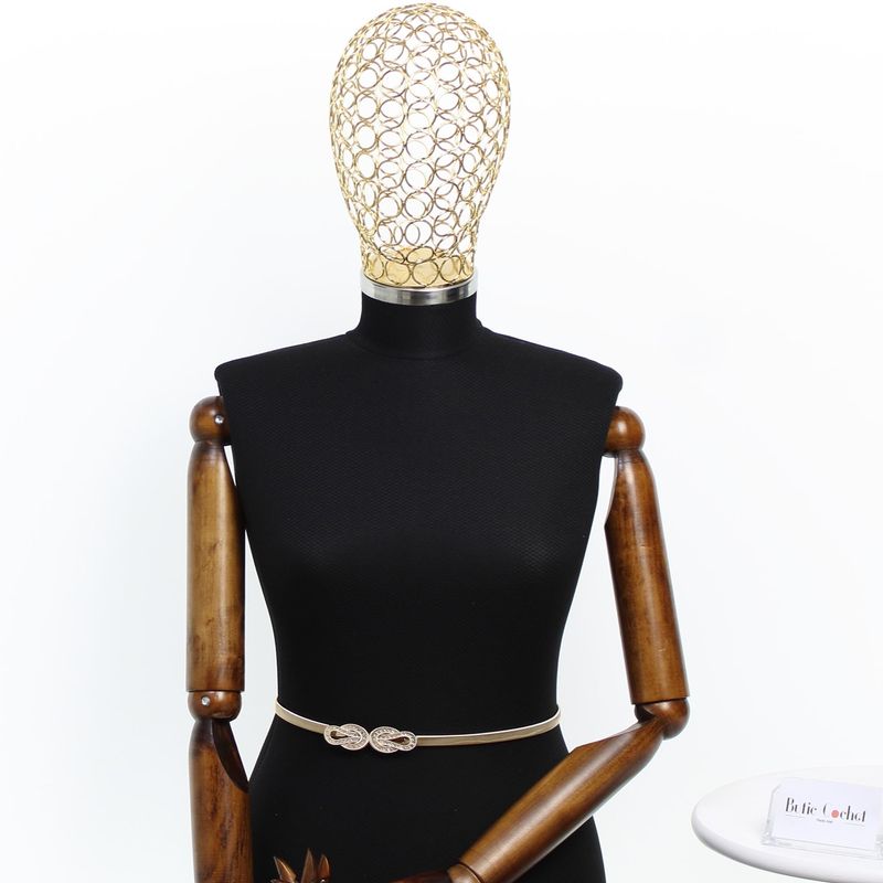 Fashion, accesorii si bijuterii - Femei - Accesorii femei - Curele femei - Curea dama, Buticcochet, din material metalic elastic, 70 x 1 cm, Auriu - CRDD261 - Infinity.ro