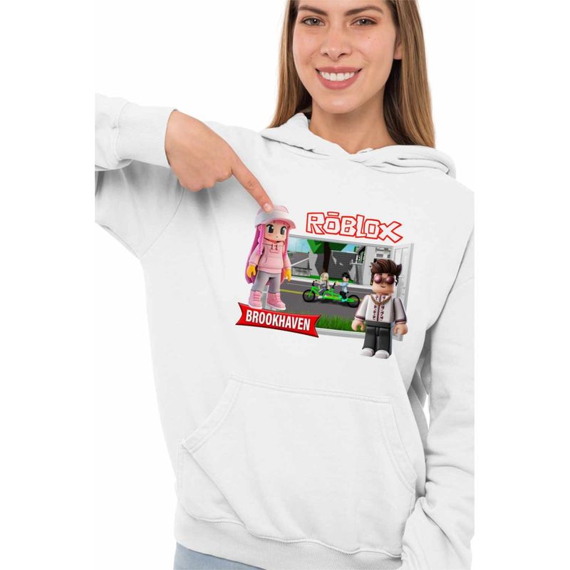 Fashion, accesorii si bijuterii - Femei - Imbracaminte femei - Hanorace femei - Hanorac Femei Brookhaven Roblox Game, alb, marime 2XL - Infinity.ro