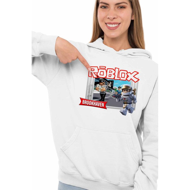 Fashion, accesorii si bijuterii - Femei - Imbracaminte femei - Hanorace femei - Hanorac Femei Brookhaven Roblox, alb, marime 2XL - Infinity.ro