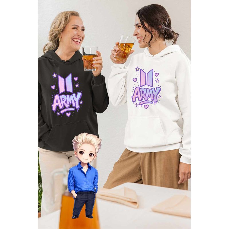 Fashion, accesorii si bijuterii - Femei - Imbracaminte femei - Hanorace femei - Hanorac Femei BTS Army K-Pop, alb, marime 2XL - Infinity.ro