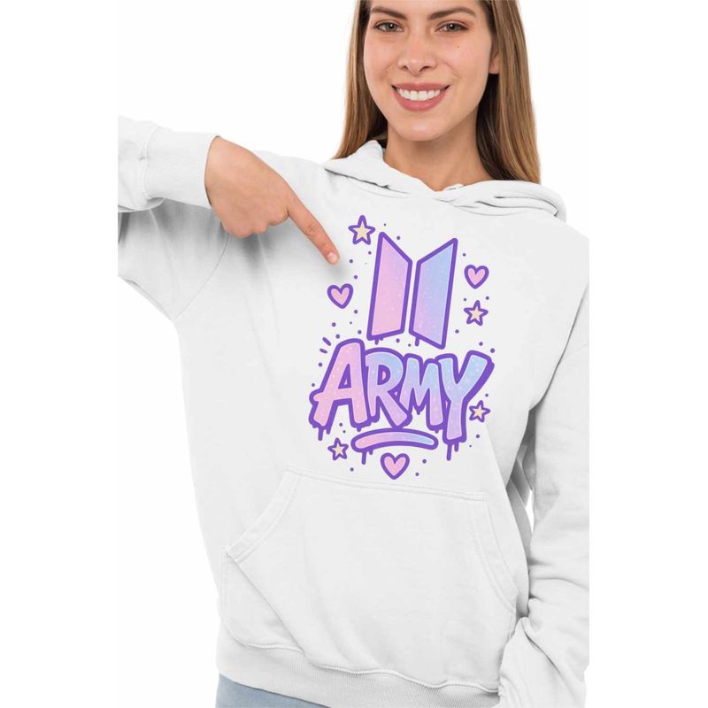 Fashion, accesorii si bijuterii - Femei - Imbracaminte femei - Hanorace femei - Hanorac Femei BTS Army K-Pop, alb, marime 2XL - Infinity.ro