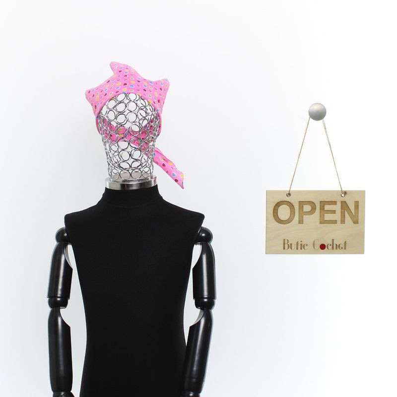 Fashion, accesorii si bijuterii - Copii - Accesorii copii - Esarfe si fulare copii - Set 6 bandane pentru copii, ButicCochet,  50x50 cm, din bumbac, model cu inimioare, Multicolor - SETB203 - Infinity.ro