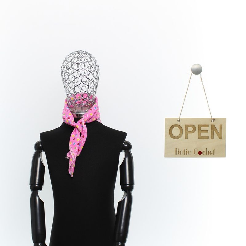 Fashion, accesorii si bijuterii - Copii - Accesorii copii - Esarfe si fulare copii - Set 6 bandane pentru copii, ButicCochet,  50x50 cm, din bumbac, model cu inimioare, Multicolor - SETB203 - Infinity.ro