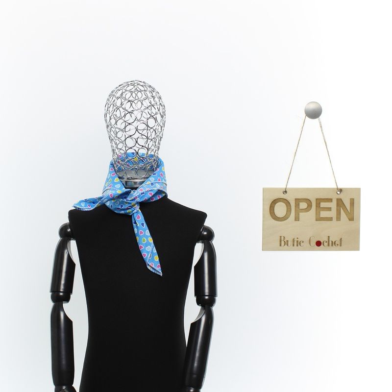 Fashion, accesorii si bijuterii - Copii - Accesorii copii - Esarfe si fulare copii - Set 6 bandane pentru copii, ButicCochet,  50x50 cm, din bumbac, model cu inimioare, Multicolor - SETB203 - Infinity.ro
